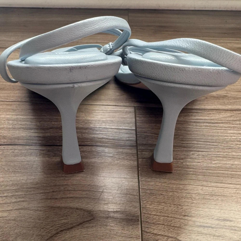 Steve Madden Locke strappy sandals light blue square toe kitten heel Size 7.5 - Picture 5 of 10